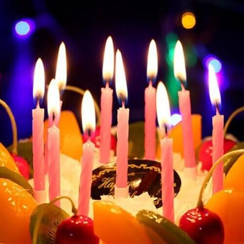 10pc/set Thread Color Birthday Candles with Stand Cake Candle Party Supplies