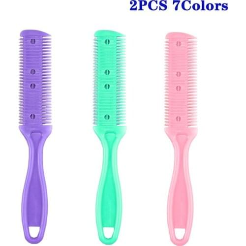 2 Pieces Haircut Styling Haircut Razor Magic Blade Comb Haircut Tool High Quality Double-sided Knife Her Scissors