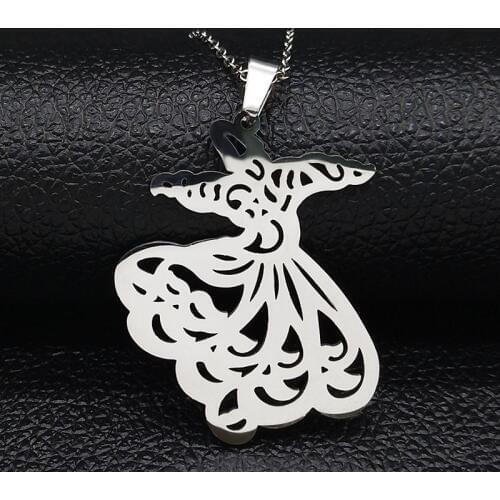 2021 Fashion Silver Color Persian Sama Dance Parsi Raghse Sofi Necklaces & Pendants Jewelry Persia Gift colier femme N3016S01
