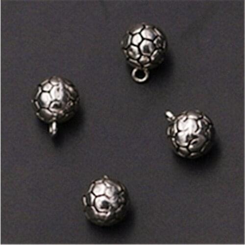 4pcs Silver Plated 3D Football Pendants Sports Bracelet Keychain Accessories DIY Charms For Jewelry Craft Making 11mm A1071