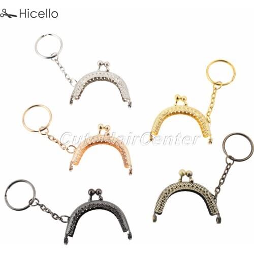 5pcs/lot Metal Frame Handle Kiss Clasp Arch with key chain for Bag Handbag Purse Alloy 5cm*4cm Bronze Silver Gold Black Hicello