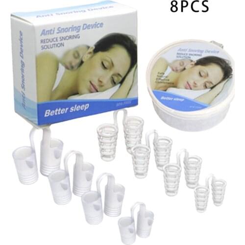 8Pcs Snore Prevention Kit Household Silicone Snoring Stopper Nose Vents Dilators Sleeping Aid Breathing Apnea Guard Anti Ronco