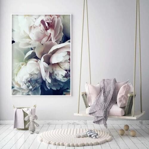 Abstract Bloom Peony Wall Art Canvas Painting Nordic Posters and Prints Flower Decoration Picture for Living Room Home Decor