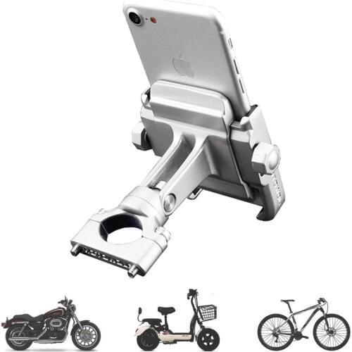 Aileap PH-03 Aluminum Motorcycle Phone Mount Adjustable Anti Shake Metal Bike Phone Holder for Devices up to 3.7" Width (Chrome)