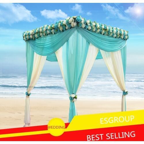 White color 1.8*2.4m wedding decoration custom-made color square canopy / chuppah / arbor drape with swag fabric drape