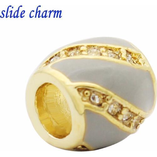 Slide charm Free shipping Genuine beads fit Pandora bracelet charm bracelets and jewelry accessories