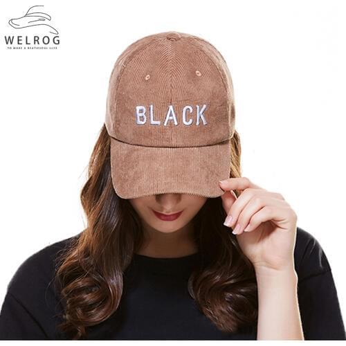 WELROG Letter Embroidery Corduroy Snapback Caps Autumn Winter Hip Hop Hats Elegant Ponytail Curved Brim Baseball Caps For Women