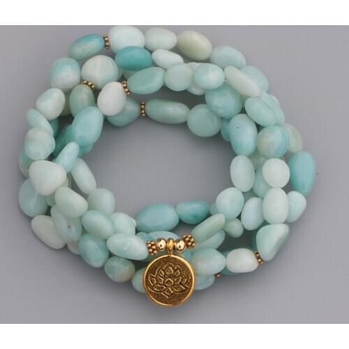 EDOTHALIA Fashion Unshape Amazonite Beads Bracelet Lotus Yoga Jewelry 99 Beads Wrape Bracelet Women Girls Gift