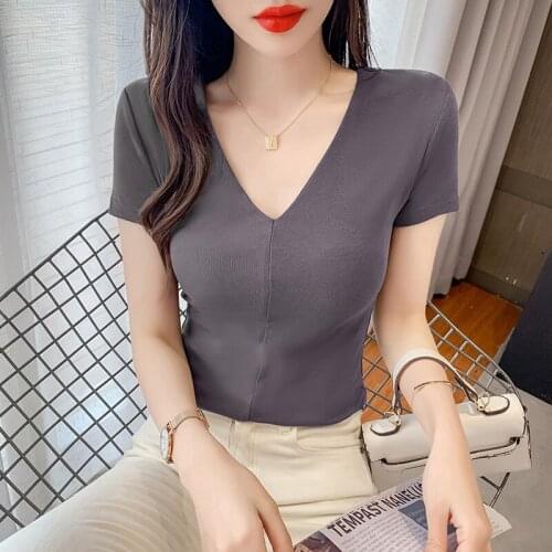 Tt Shirt Women Skinny Patchwork Tee Shirt Femme Summer New Korean Fashion Casual Short Sleeve Basic O-Neck Camisetas De Mujer