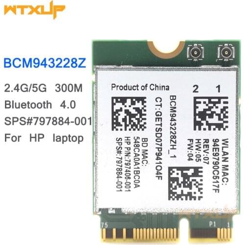 BCM943228ZH BCM943228Z WIFI BT Bluetooth 4.0 NGFF 300Mbps WLAN Card 802.11a/b/g/n SPS 797884-001 for HP ProBook 455 470 640