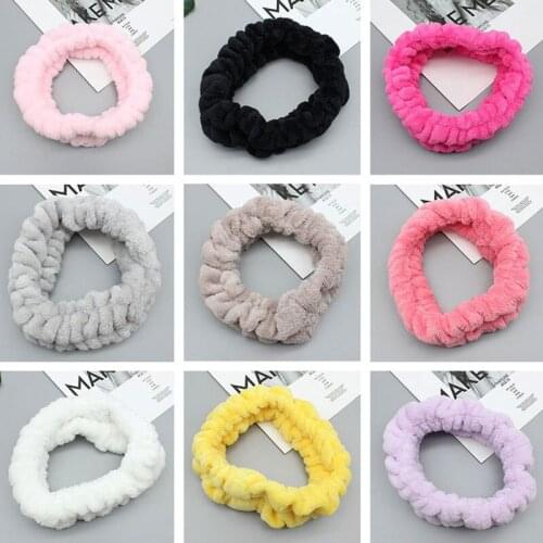 Coral Fleece Headband Solid Color Soft Elastic Hair Band For Women Girls Wash Face Makeup Hairbands Turban Hair Accessories