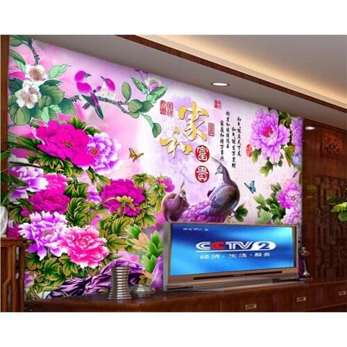 Beibehang Beautiful wallpaper Chinese wind home and rich purple peacock background wall papel de parede 3d wallpaper wall paper