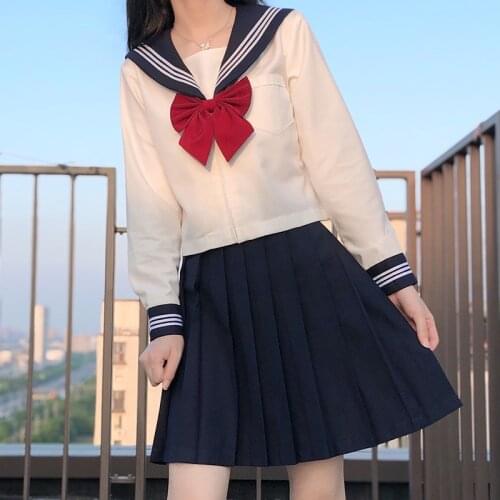 Cool Cosplay Costumes Anime Japanese School Girls Uniform Suit Full Set Shirt+Skirt+Stockings+Tie