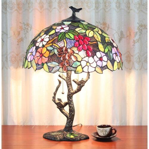 Tiffany lamp European garden decorative glass table grape lamp bedroom bedside study art gift lamp
