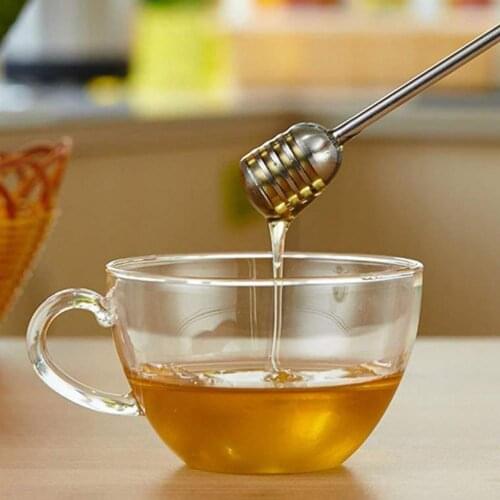 Honey Stirrer Multifunctional Curve Handle Stainless Steel Anti Rust Effective Honey Durable Dipper Syrup Sticks Easy to Clean