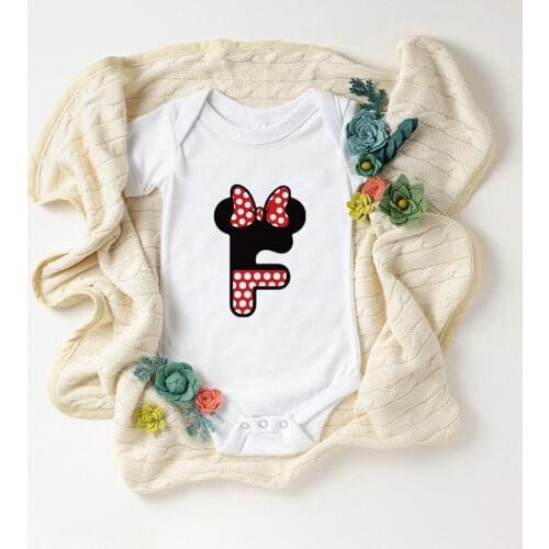 Fashion Newborn Clothes Baby Girls Boys Rompers Minnie Mouse Alphabet ABC Printed Infant Bodysuits Baby Clothing