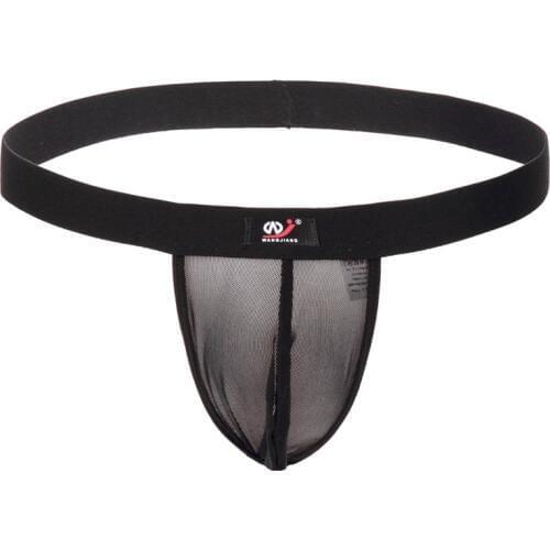 Wang Jiang Suspenders Men Underwear Thong Backless Mens G Strings Erotic Panties Mesh Transparent Gay Underpants Penis Pouch