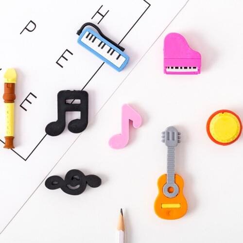4 box Harp Guitar Piano Music Rubber Eraser Set Students Pencil Eraser Kids Erasers Korean Cute Stationery Supplies Wholesale