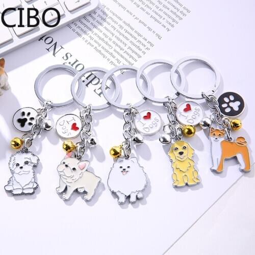 2019 New French Bulldog Pendant Key Chains Women Men Girls Silver Color Metal Pet Dog Car Keychain Key Ring Bag Keyring Trinket