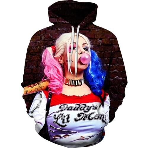 2019 Anime New Quinn Sweatshirt fashion Men Women Long sleeve Outerwear Streetwear DC Comics 3d Print o-neck printed Hoodies