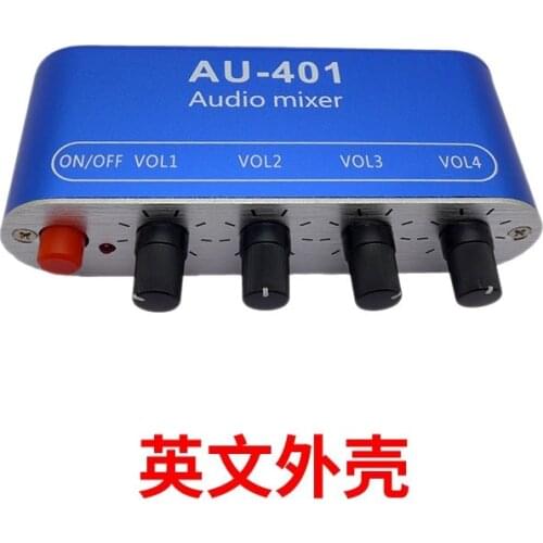 NEW Stereo Audio Mixer 4IN 1OUT Volume Adjustment Connecting Ear Amplifier