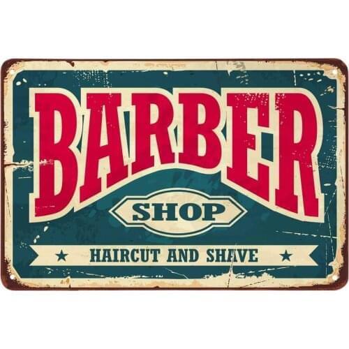 Barber Shop Metal Tin Sign Poster Cafe Bar Pub Tin Sign Plaque Retro Haircut And Shave Beard Printing Plates Home Decor