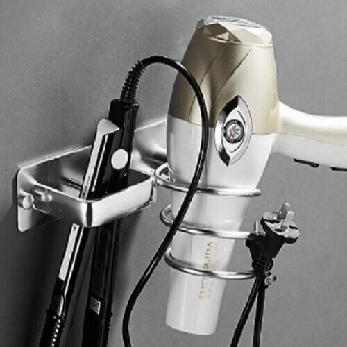 Aluminum Hair Dryer Rack Organizer Wall Mount Bathroom Rack Shelf Hairdryer Holder Rack Organizer Bathroom Accessories