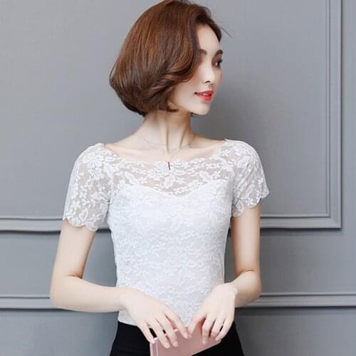 Casual Patchwork Embroidery Plus Size Women Lace Blouses Shirts Lady Slash Neck Spring Summer Blusas Tops Feminina