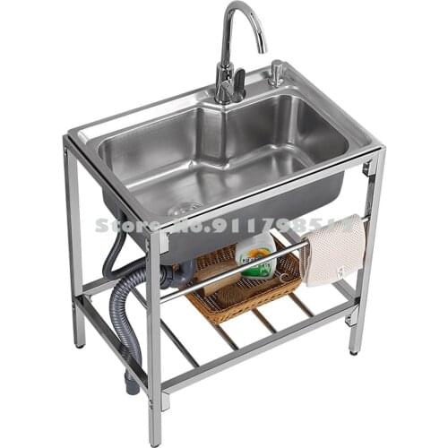 Simple Sink, Household Shelf Sink With Bracket, Kitchen Stainless Steel Single Tank, Double Tank, Hand-washing Sink, Sink