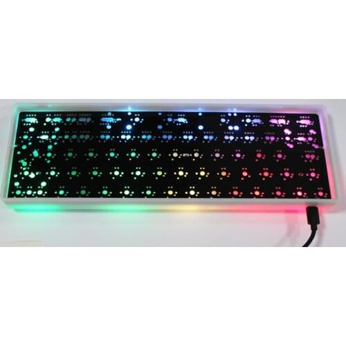 RGB60 PCBA Type-C LED Backlit Bottom RGB QMK Re-programmable Poker2 Pure HHKB Minila XD60 XD64 for Mechanical Keyboard DIY