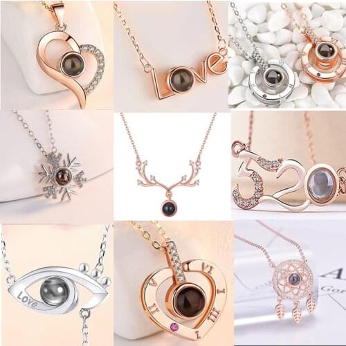 RJ New Custom Lovers Name Picture 100 Languages I love you Necklaces Pendant Choker Women Men Wedding Anniversary Jewelry Gift