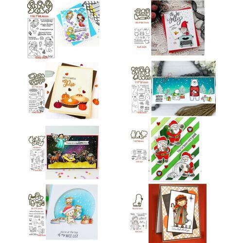 Christmas Theme Mermaid Polar Bear Angel Metal Cutting Dies Matchable Transparent Clear Stamps For DIY Scrapbooking Album Cards
