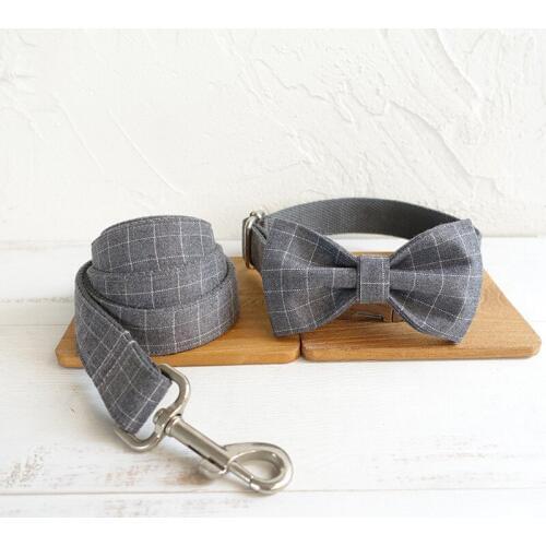Dog Collar Personalised Engraved Nameplate Collar and Leash Bow tie Set Small Medium Large Dog Lead Heavy Duty Collar Adjustable