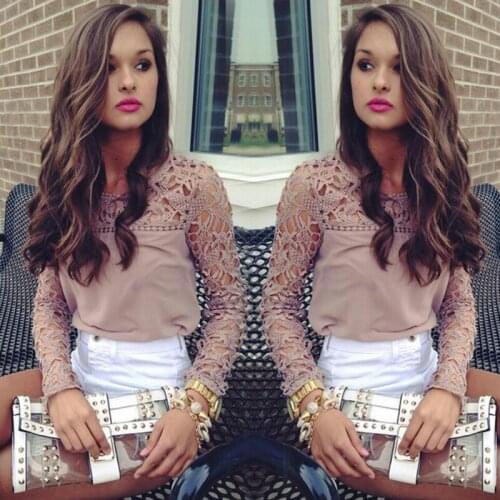 Spring and Autumn Cotton Womens Style Fashion Hollow Lace Stitching Hedging Casual Large Size Comfortable Cotton Chiffon Women