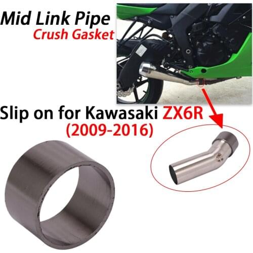 Motorcycle Exhaust Muffler Pipe Escape Moto Mid Link Crush Gasket for Kawasaki ZX6R 636 2009-2016 Cat Delete Eliminator Enhanced