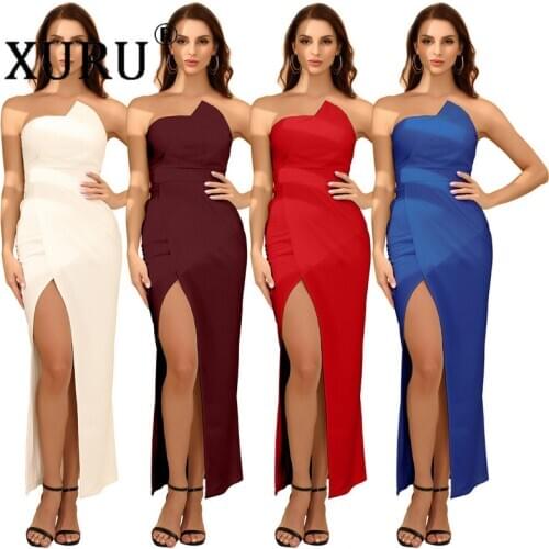 XURU European and American Hot Selling Womens Dress Sexy Temperament Backless High Waist Dress Slim Split Dress