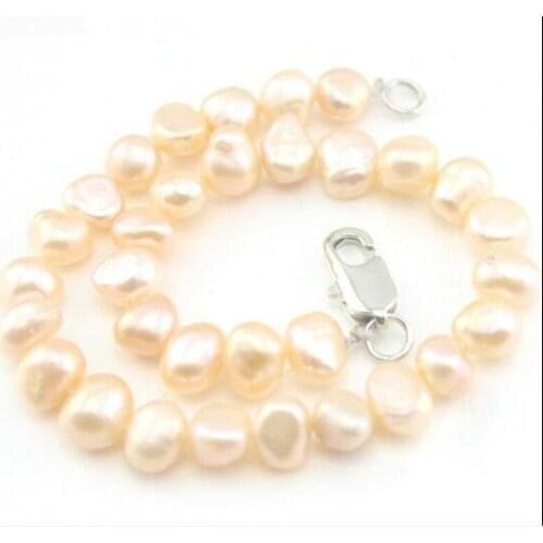 6mm 9mm pink baroque flat pearl necklace Woman Jewelry real natural freshwater pearl