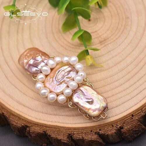 GLSEEVO Natural Freshwater Baroque Pearl Hairpin For Hair Women Party Square China Air Express Korean Jewelry Tiara GH0013A