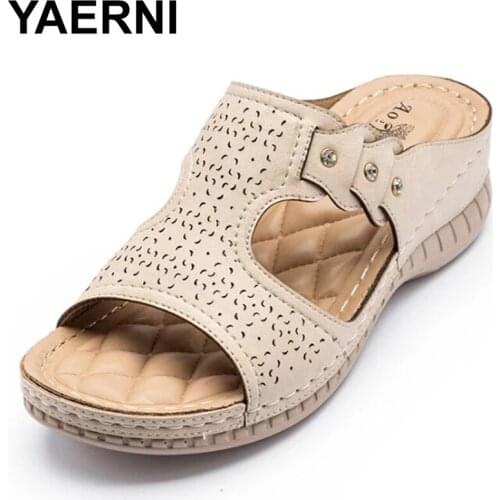 YAERNI Women Sandals Summer Beach Shoe Roma 2021 Shoes Female Clip Toe Dual-purpose Sandal Soft Lovers Sandals