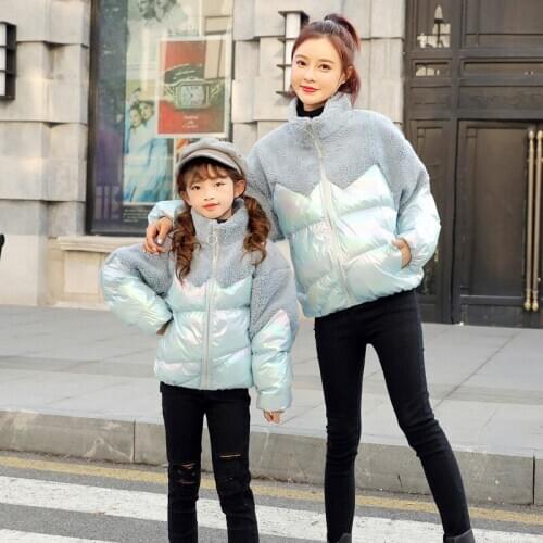 Winter Cotton Family Matching Outwear Down Coats Girls Jackest Mommy and Me Clothes Big Sister Little girls Shirts Top Clothing