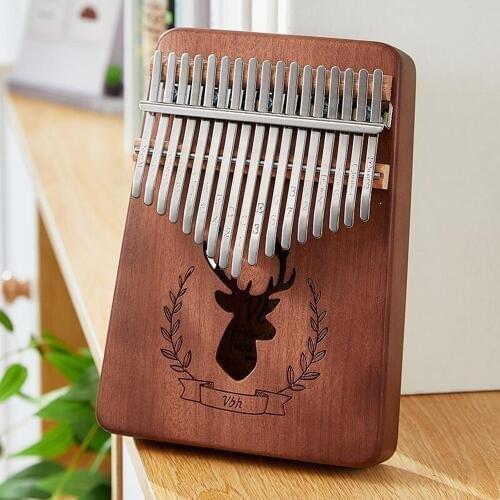 17 Key Kalimba Mahogany Thumb Piano Africa Solid Wood Finger Piano Musical Instrument with Tuning Hammer Sticker Cloth KLB11