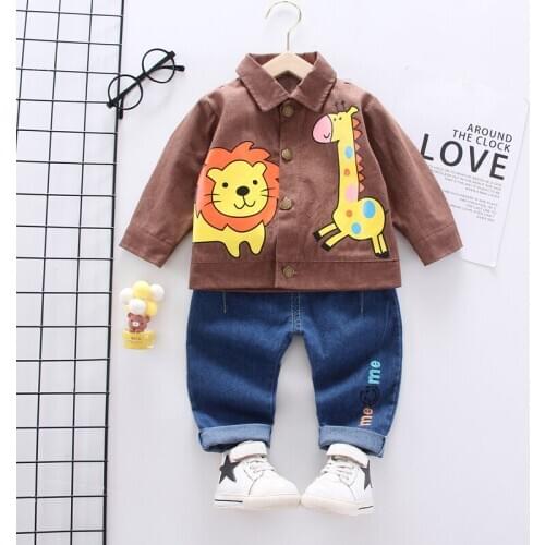 New Autumn Baby Boys Cartoon Clothes Suits Toddler Infant Clothing Kids Cute Blouses Pants 2Pcs/sets Children Casual Costume set