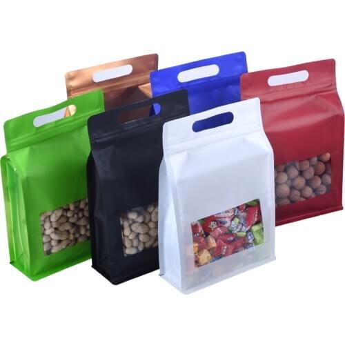 200pcs/lot Colorful Big Capability Food Moisture-proof Bags With Window Stand Up Pouch Packaging Bags for Snack Cookies Baking