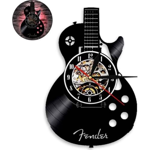2021 Newest Creative DIY Wall Clocks Acoustic Guitar Musical Instrument Silent Vinyl Record Quartz Wall Clock Home Bar Decor