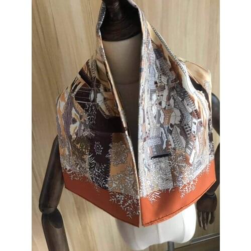 2021 New Arrival Fashion Elegant snow 100% silk scarf 90*90 cm square shawl twill wrap for women lady girl