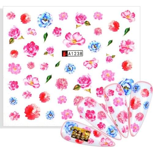 2021 New Arrivals Charms Flowers Leaf Nail Stickers Watercolor Nail Art Decals Sliders Manicure Decorations Foils Tattoo
