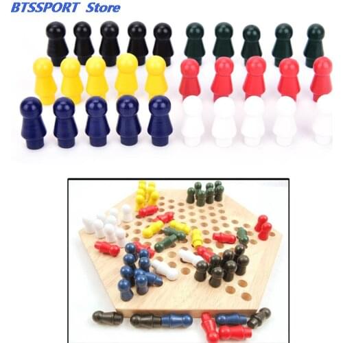 60Pcs/set Chinese checkers 6 Color 10 pcs/Color of wooden checkers replacement game parts