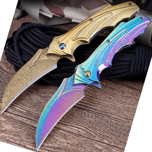 8.2'' Damascus Steel Pocket Knife Assisted Open Knives Tactical Folding knifes Survival Rescue Outdoor Camping Hunting Knive