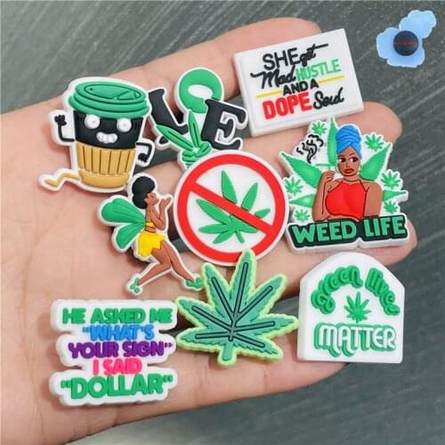 1Pcs PVC Shoes Accessories Pistol Love Leaf Black Lives Matter Garden shoes Croc Jibz Charm DIY Bracelet Kids Party Gift