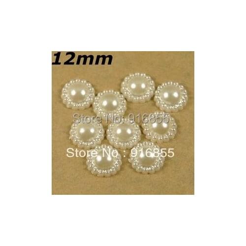 Free shipping 12mm 1000pcs/lot cream white color sunflower shape craft flatback imitation pearl beads